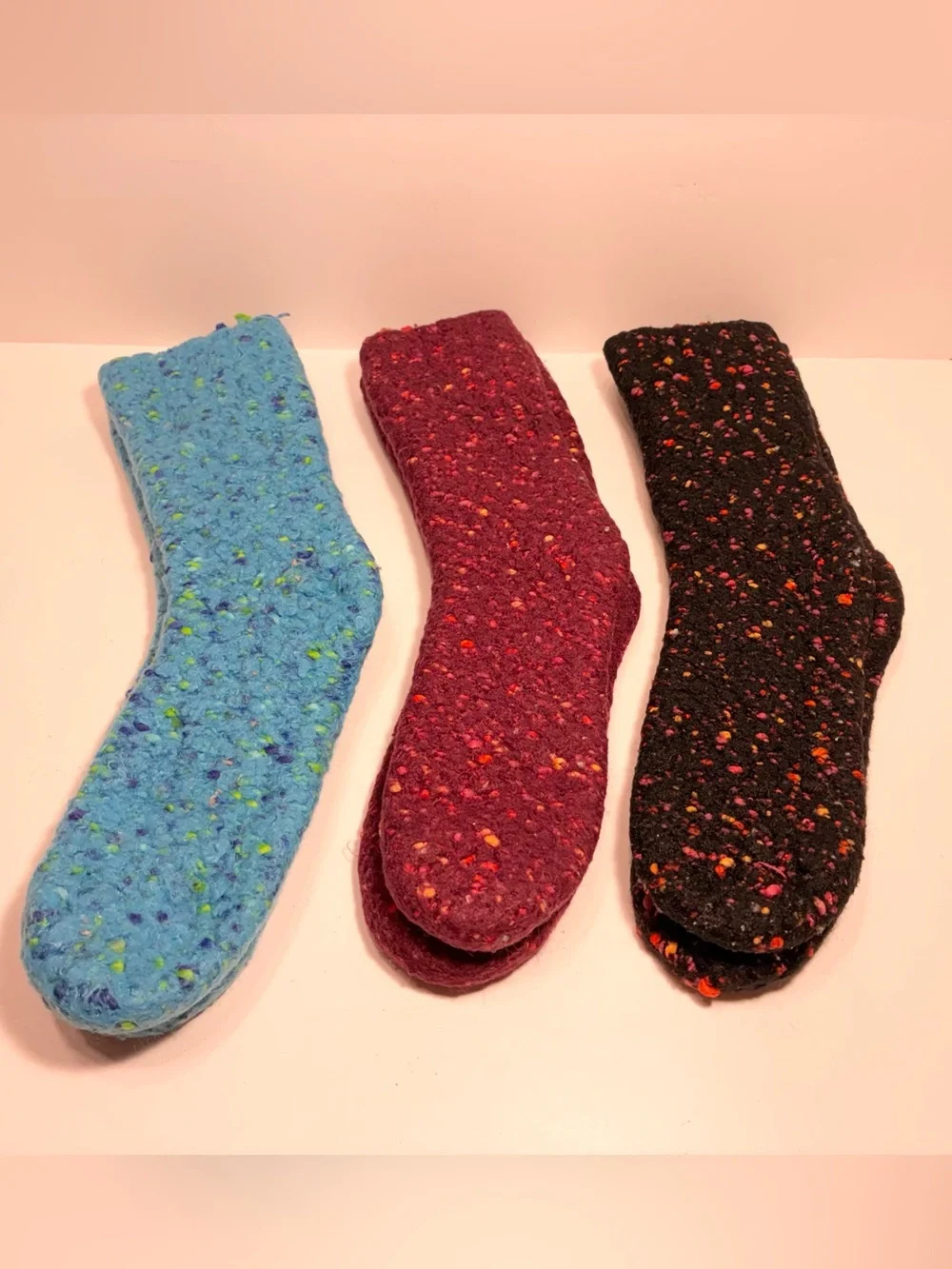 3 Pair Y2K Thick Cozy Confetti Knit Crew Socks Women’s S/M